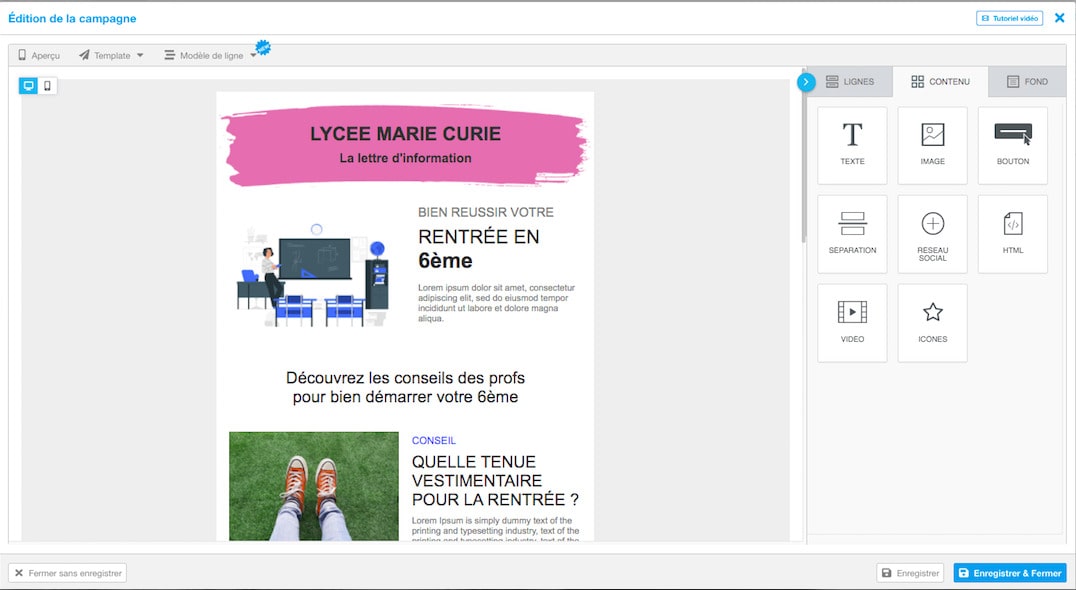 Visuels template newsletter Desktop